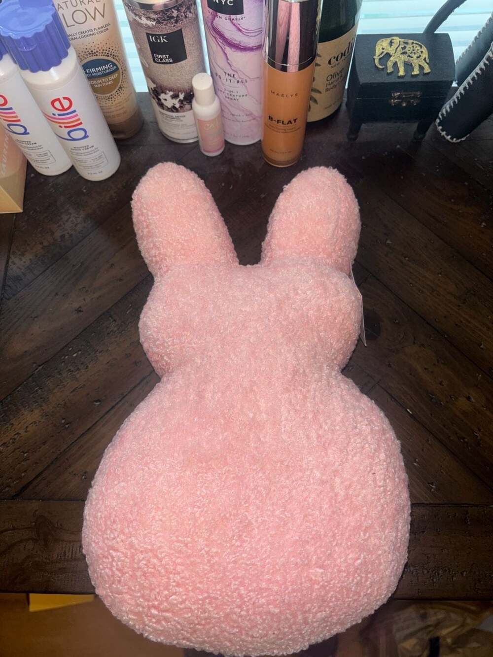 Holiday Home Pink Sherpa Bunny Easter Shaped Décor Pillow 14x8x2